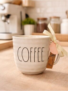 Rae Dunn Cream Mug with Ribbon